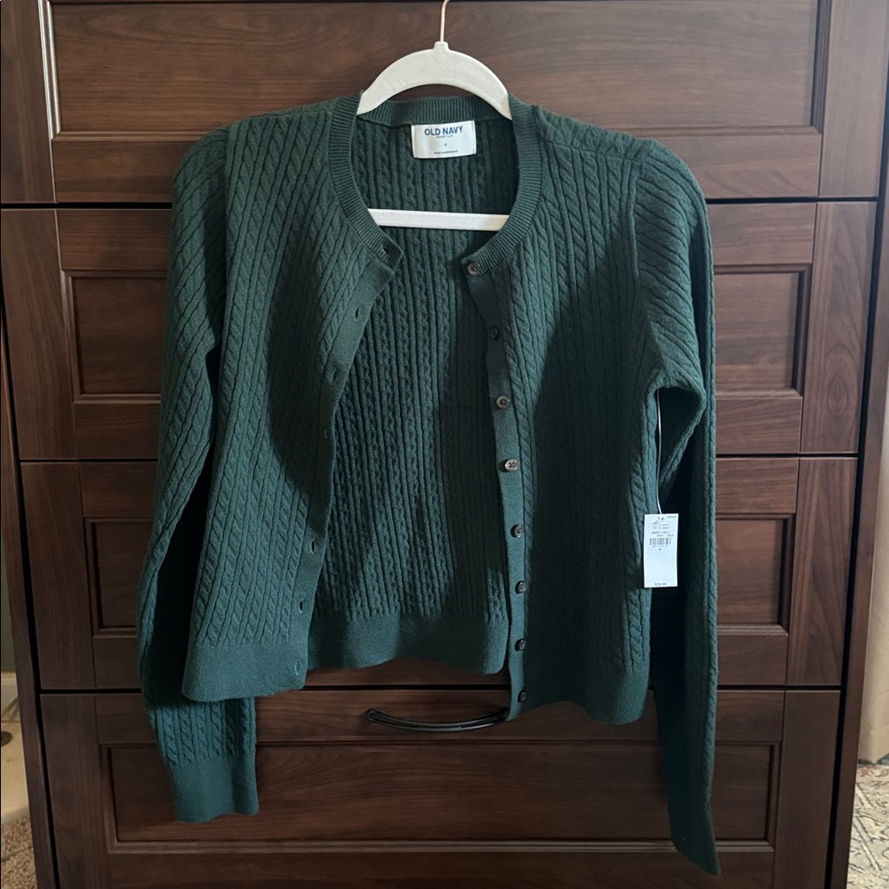 Old Navy Forest Green Cable Knit Cardigan